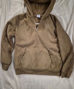 Champion Sherpa Hoodie L 14/16 Y2K Streetwear Corduroy Pullover
